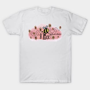 Be Nice. Cute Design. Includes sticker set. (Version 3 Blue) T-Shirt